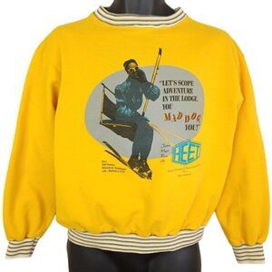 Ski Lift Sweatshirt Vintage 80s Downhill Skiing HEET Chocolate Drink Medium